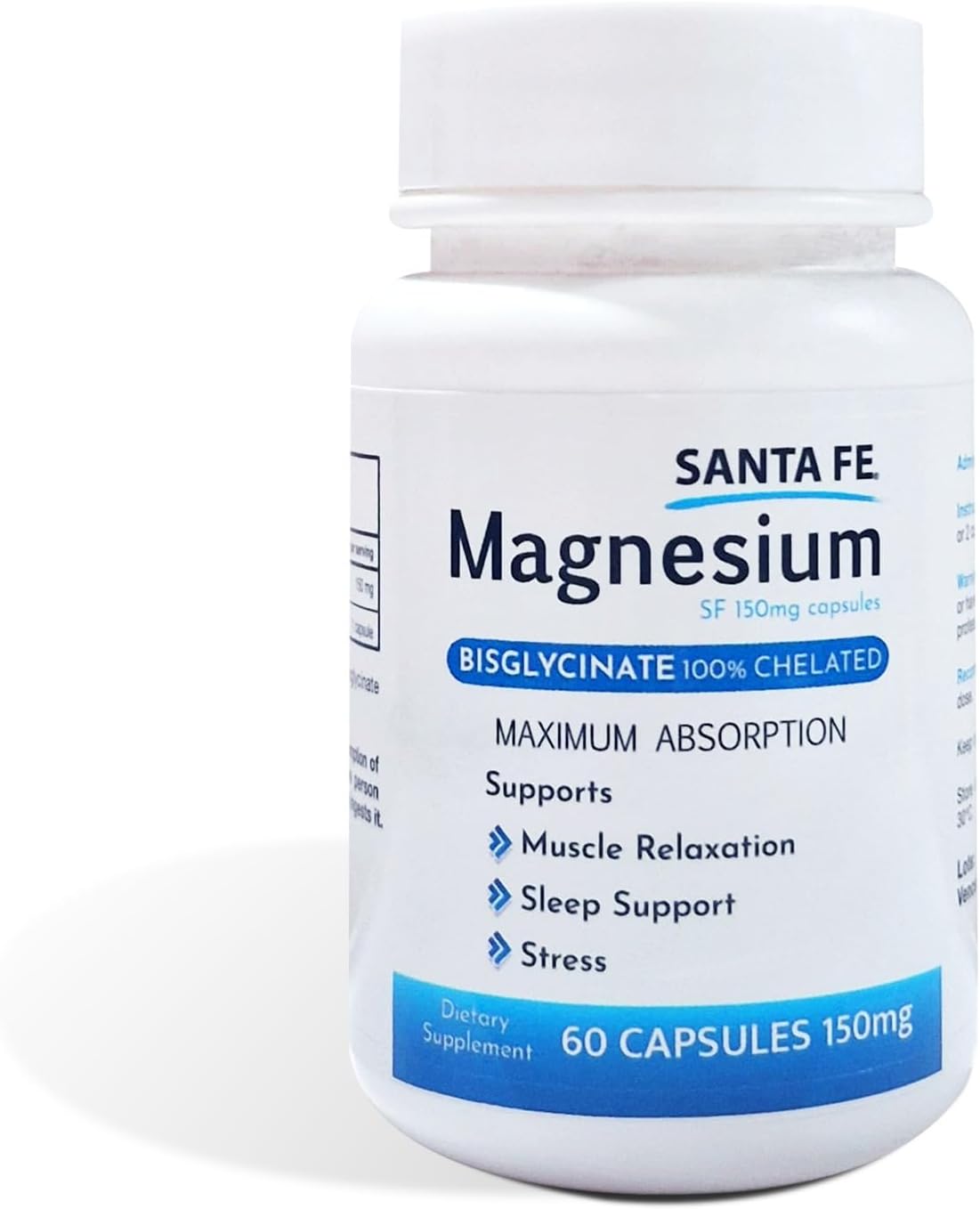 Blue Whale Dietary Magnesium (Bisglycinate) 100% Chelated - Maximum Absorption, Supplement to Support: Stress Relief, Sleep, Heart Health, Nerves, Muscles & Metabolism, 60 Capsules (150 mg)