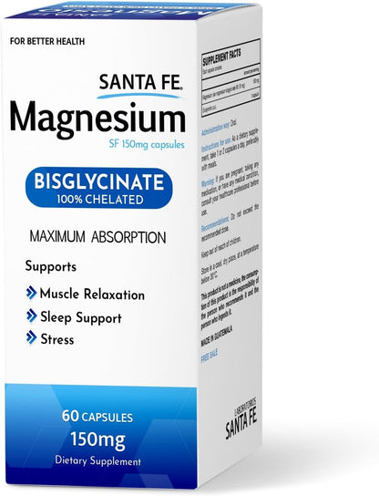 Blue Whale Dietary Magnesium (Bisglycinate) 100% Chelated - Maximum Absorption, Supplement to Support: Stress Relief, Sleep, Heart Health, Nerves, Muscles & Metabolism, 60 Capsules (150 mg)