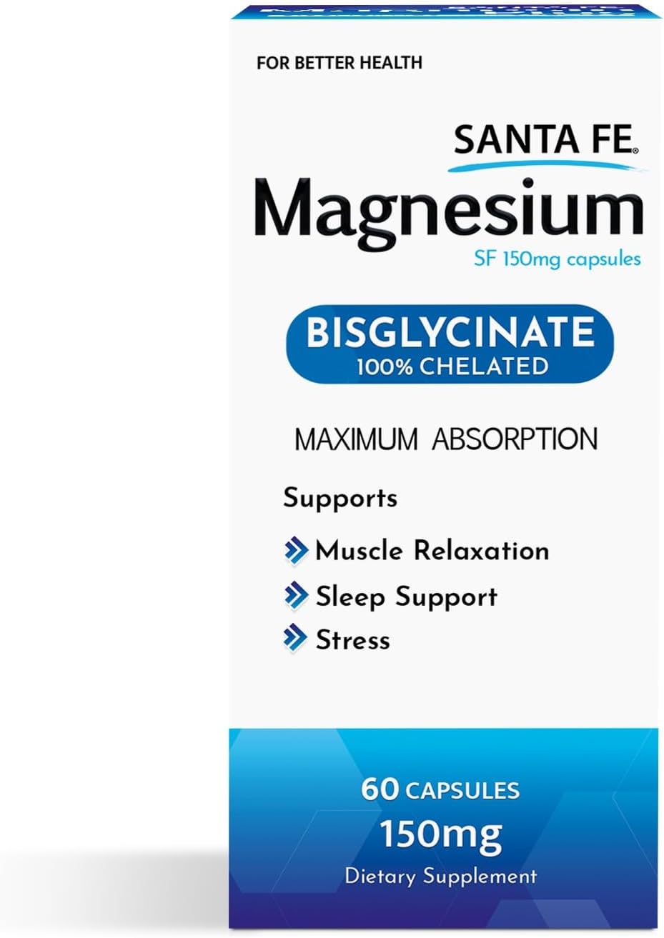 Blue Whale Dietary Magnesium (Bisglycinate) 100% Chelated - Maximum Absorption, Supplement to Support: Stress Relief, Sleep, Heart Health, Nerves, Muscles & Metabolism, 60 Capsules (150 mg)